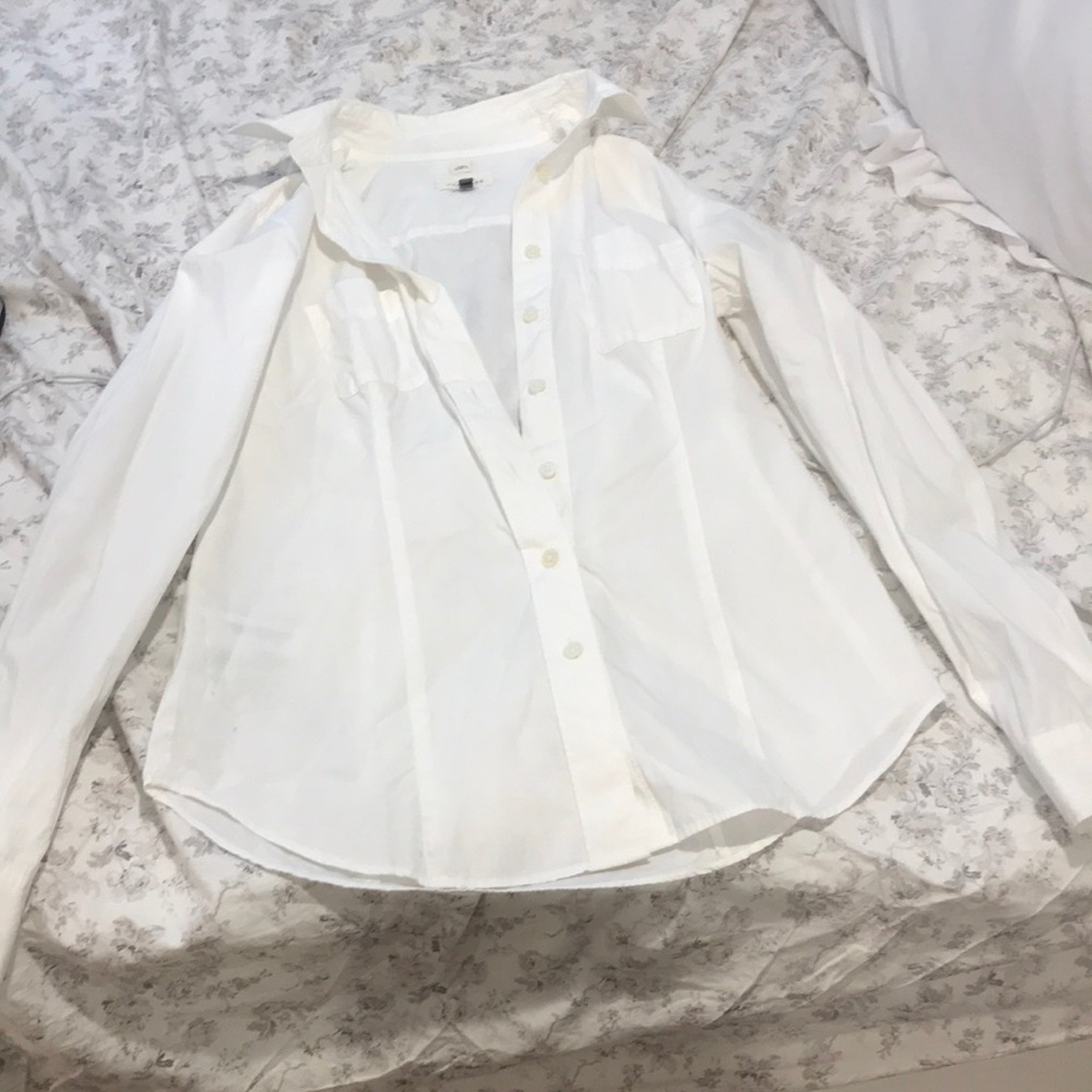 Ann Taylor Loft button up all white shirt